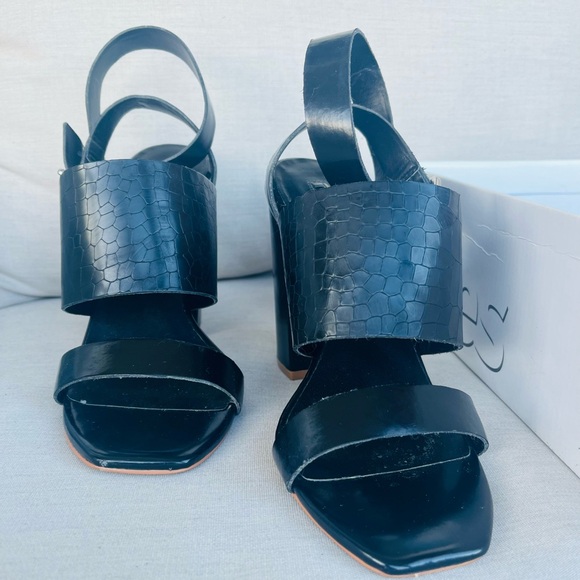 Top Shop Black ‘Roscha’ Croc-Effect High Sandals Size 6.5 - Picture 2 of 10